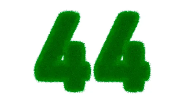 44号由天然绿色字体组成 在孤立的白色背景上呈草状 3D渲染说明 — 图库照片