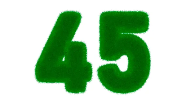 草の形をした天然の緑のフォントからの45番は 隔離された白い背景にあります 3Dレンダリング図 — ストック写真