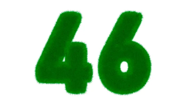 草の形をした天然の緑のフォントから46番目の独立した白の背景にあります 3Dレンダリング図 — ストック写真