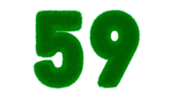 59号由天然绿色字体组成 在孤立的白色背景上呈草状 3D渲染说明 — 图库照片