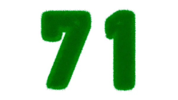 71号由天然绿色字体组成 在孤立的白色背景上呈草状 3D渲染说明 — 图库照片