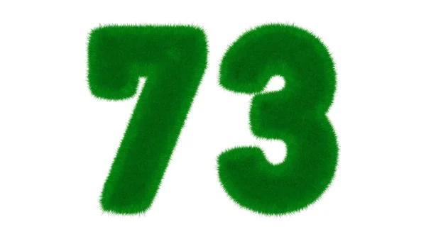 73号由天然绿色字体组成 在孤立的白色背景上呈青草状 3D渲染说明 — 图库照片