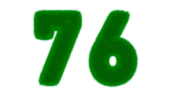 第76号 由天然绿色字体组成 在孤立的白色背景上的草的形式 3D渲染说明 — 图库照片