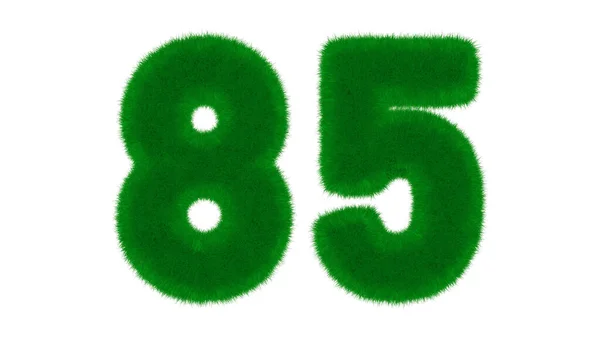85号由天然绿色字体组成 在孤立的白色背景上以草的形式出现 3D渲染说明 — 图库照片