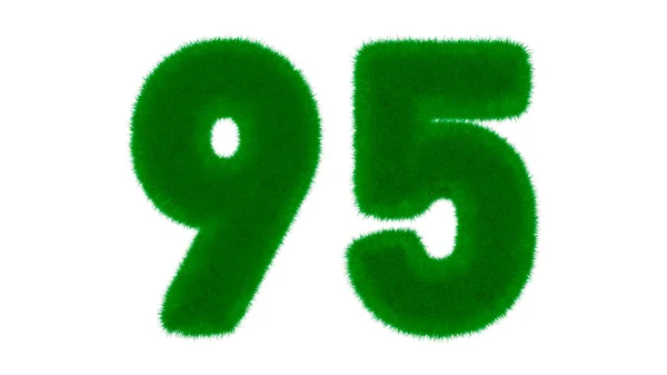 95号由天然绿色字体组成 在孤立的白色背景上呈草状 3D渲染说明 — 图库照片