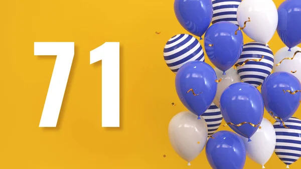 Inscrição Fundo Amarelo Com Balões Confete Dourado Serpentina Cartão Saudação — Fotografia de Stock