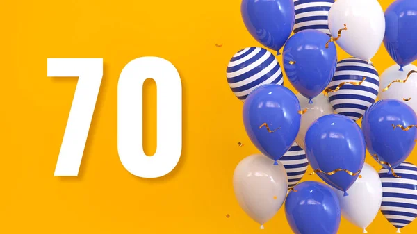 Inscrição Fundo Amarelo Com Balões Confete Dourado Serpentina Cartão Saudação — Fotografia de Stock