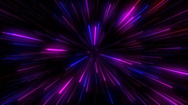 Parlak Pembe ve Mavi Neon lensler, sisli bir ortam. Neon ultraviyole ışıklar, Tech Digital arka plan.