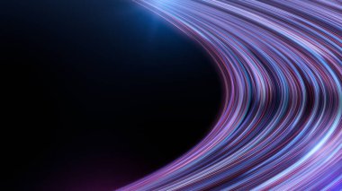 Bilim kurgu konsepti için soyut dinamik akışın tasviri. Renkli ışık izi çizimi. Enerji akışına sahip teknoloji arka planı