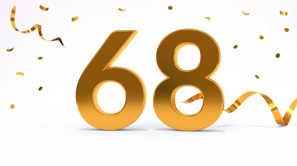 Gelukkige Verjaardagsfeest Gouden Cijfers Met Glitter Goud Confetti Serpentijn Feestelijke — Stockfoto