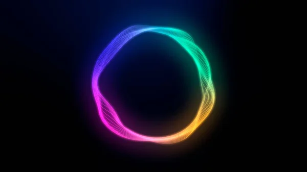 Illustration of an abstract multicolored neon circle on a dark background