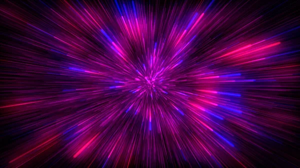 摘要背景为蓝色 紫色霓虹灯 色彩艳丽 星系中的光速宇宙的爆炸 狂欢节 庆祝活动 周年或其他活动的宇宙背景 — 图库照片
