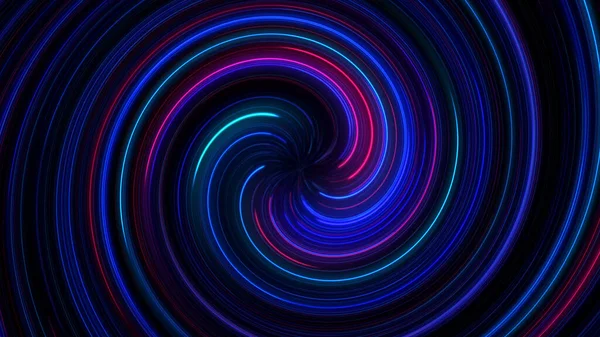 黒地に同心円状の抽象的なカラフルな輝きの放射状線サークルのイラスト — ストック写真