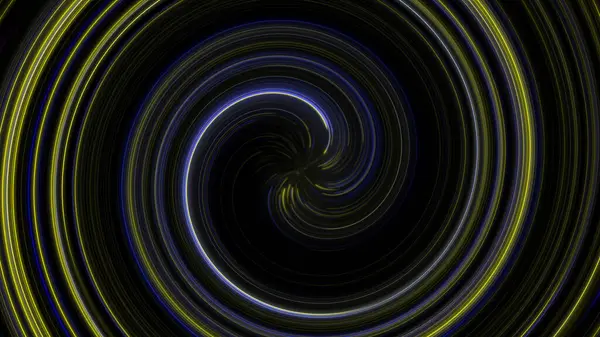 Abstracte Blauwe Gele Cirkel Lichten Met Beweging Effect Cirkelvormige Gloeilijnen — Stockfoto