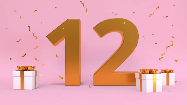 Тривимірна Кількість Рендерингу Happy Birthday Років Ювілей Дня Народження Подарункові — стокове фото