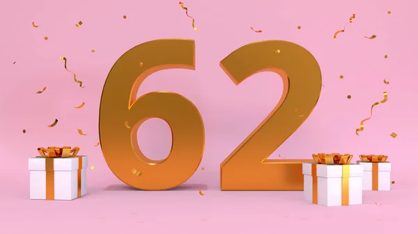 Rendera Antalet Grattis Födelsedagen Sextiotvå Årsdagen Födelsedagen Gåva Element Illustration — Stockfoto