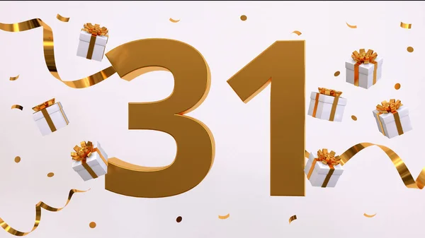 Gelukkige Jarige Verjaardag Feest Gouden Nummers Met Glitter Gouden Confetti — Stockfoto
