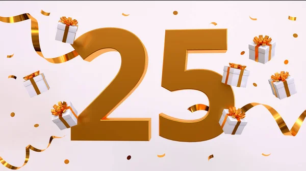 Gelukkige Jarige Verjaardag Feest Gouden Nummers Met Glitter Gouden Confetti Rechtenvrije Stockfoto's
