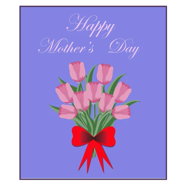 Фон Тюльпанами Ручной Рисунок Счастливый День Матери Весенний Праздник Дизайн — стоковый вектор