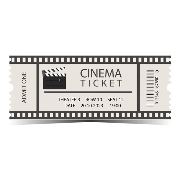 Weiße Kinokarte Mit Barcode Vorlage Isoliert Auf Weißem Hintergrund Vektordesign — Stockvektor