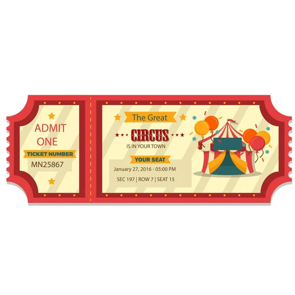 Vintage Circus Ticket Ilustración Diseño Entradas Circo Vintage Retro Con — Vector de stock