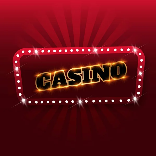 Casino Cassino Inscrição Dourada Com Lâmpadas Clipart Vetorial — Vetor de Stock