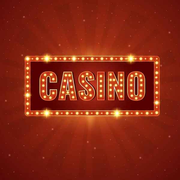 Casino Golden Inscription Casino Avec Des Ampoules — Image vectorielle