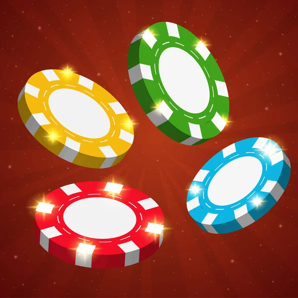 Casino Chip Vektorabbildung Roter Hintergrund — Stockvektor