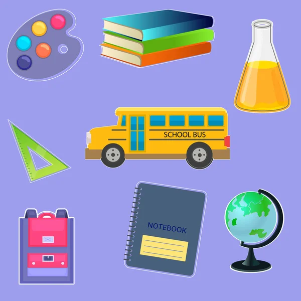 Back School Sticker Elements Collection — Stock Vector