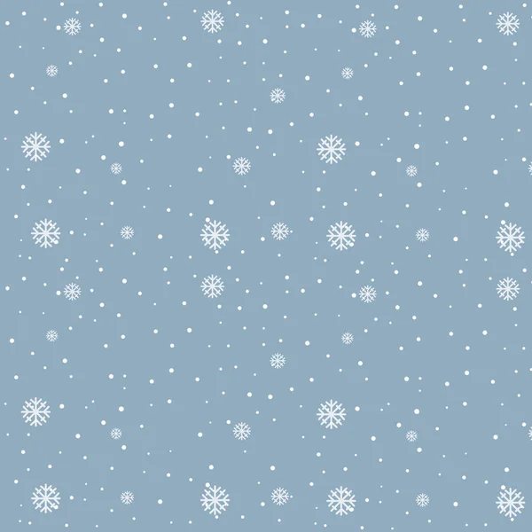 Seamless Pattern Luminous Snowflakes Blue Background Winter Snowing Illustration Holiday — Stock Vector