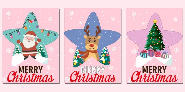 Καλά Χριστούγεννα Πολύχρωμο Πλαίσιο Και Υπόβαθρα Χρωματιστό Αστέρι Και Χριστούγεννα — Διανυσματικό Αρχείο