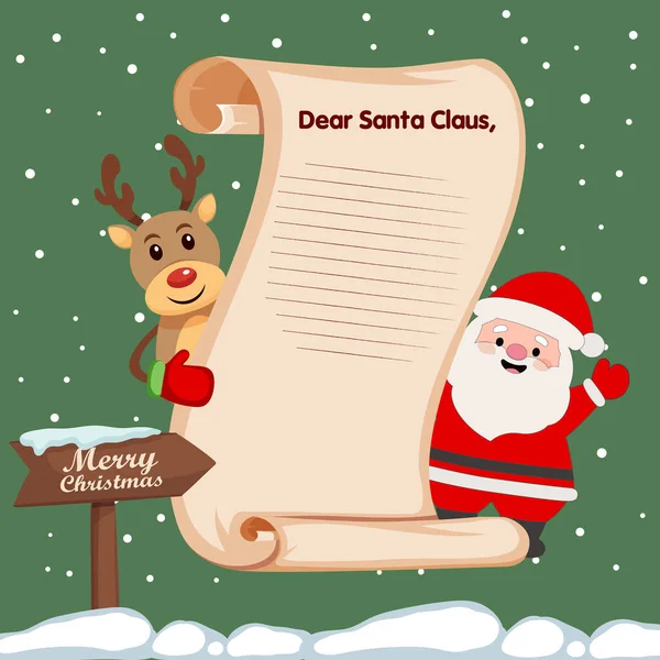 Χριστουγεννιάτικο Σχέδιο Πτήσης Ευτυχισμένο Santa Και Τάρανδο Χριστουγεννιάτικο Πανό Χαμογελαστούς — Διανυσματικό Αρχείο