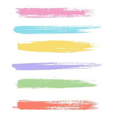  grunge fırça darbeleri vektör kümesi. Renkli fırça darbeleri kümesi. Gökkuşağı vektör fırça darbeleri koleksiyonu. vektör çizim