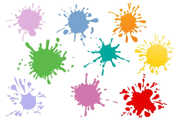 Набор Цветной Краски Брызги Красочные Чернильные Пятна Абстрактные Краски Брызги — стоковый вектор