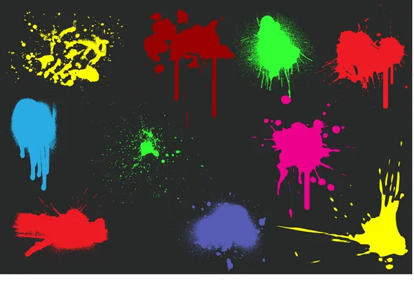 Color Paint Splatter Color Inked Splatter Stain Splattered Spray Splash — Stock Vector