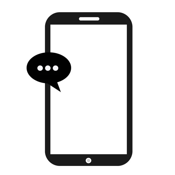  Konuşma baloncukları ikonlu akıllı telefon. Cep telefonu mesajlaşması kavramı, boş konuşma baloncuğuyla SMS iletişimi, akıllı telefondaki yeni posta arayüzü şablon formu. Vektör