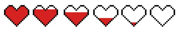 Piksel Kalp Koleksiyonu Piksel Kalp Ikonu Oyun Için Piksel Kalp — Stok Vektör