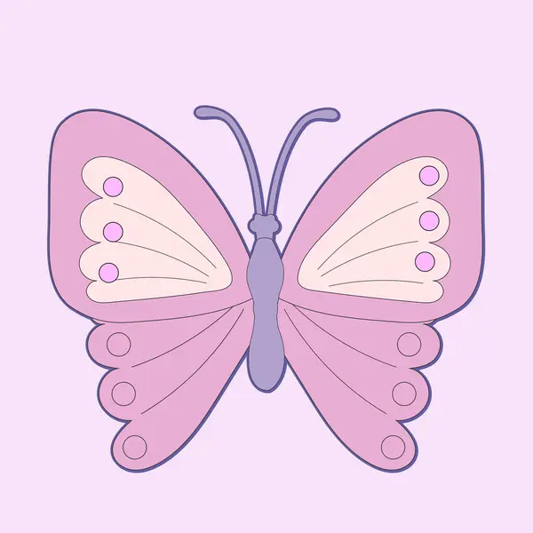 Papillon Élégant Avec Design Couleur Rose Mignon Des Vacances Printemps — Image vectorielle