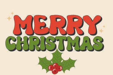 Mutlu noeller. 70 'lerin modası geçmiş metin alıntıları. Vektör illüstrasyonu