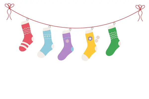 Noel Kış Çorapları Düz Dizayn Vektörü — Stok Vektör