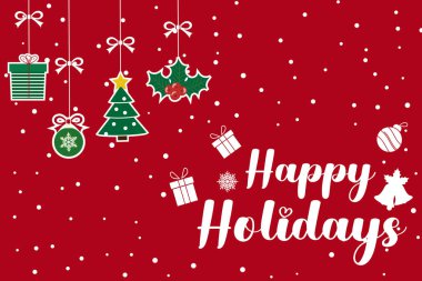 İyi tatiller vektör tasarımı. Noel Afişi Tasarımı. Noel ve yeni yıl için tipografik bayram tebrik kartı. Vektör illüstrasyonu