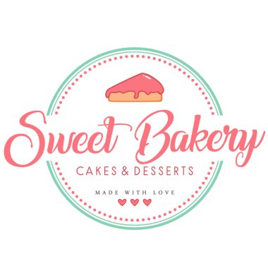 Pastane ve Tatlı Logosu. Fırın Logosu Şablonu. Vektör