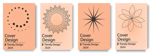 Folleto Cubierta Geométrica Engastado Diseño Moda Color 2024 Peach Fuzz Gráficos vectoriales