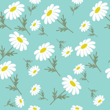 Papatya çiçekleri kusursuz desen. Çayır arka plan, bahar veya yaz tekstil ürünleri, afişler, duvar kağıtları, ambalajlar için harika