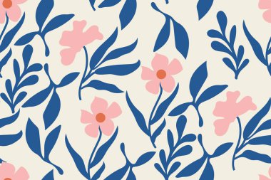 Yaprak dalı ve El Karalama Yazı Bitkileri afişi, pürüzsüz desen. Çağdaş kolaj botanik minimalist duvar sanatı. Duvar dekorasyonu için soyut resim, iç mimari, baskı, kapak.