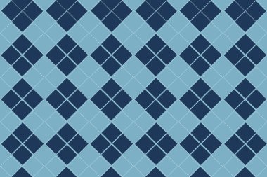Argyle deseni gri, lacivert ve beyaz renklerde. Hediyelik kağıt, çorap, kazak, kazak, süveter ve diğer bahar moda tekstil baskıları için pastel renklerde kusursuz parlak vektör arjajı.
