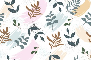 Çağdaş asgari tarzda botanik arka plan. Modern şekil çizgileri, yapraklar, botanik, tropikal yapraklar. Duvar çerçeveli baskılar, tuval baskıları, poster, ev dekorasyonu, kapak, duvar kağıdı için tasarım