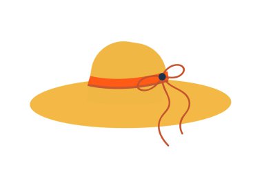 Kadınların yaz şapkası çizimi. Beyaz arka planda izole edilmiş zarif yaz hasır şapkalı kadın aksesuarları..