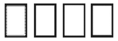 Hikayeler ayarlandı. Zigzag dalgalı kenarlar, eski kareler, saykodelik dikdörtgenler, fotoğraf çerçeveleri, metin kutuları, etiketler, etiketler. Vektör mükemmel şekiller ayarlandı. Dalga ve kıvrımlı kenarlıklar
