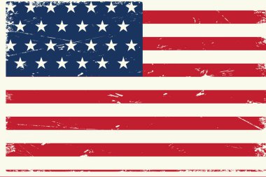 Klasik Amerikan bayrağı. Amerikan Bağımsızlık Günü 'nün posteri. ABD Grunge bayrağı 4 Temmuz Amerikan Bağımsızlık Günü.